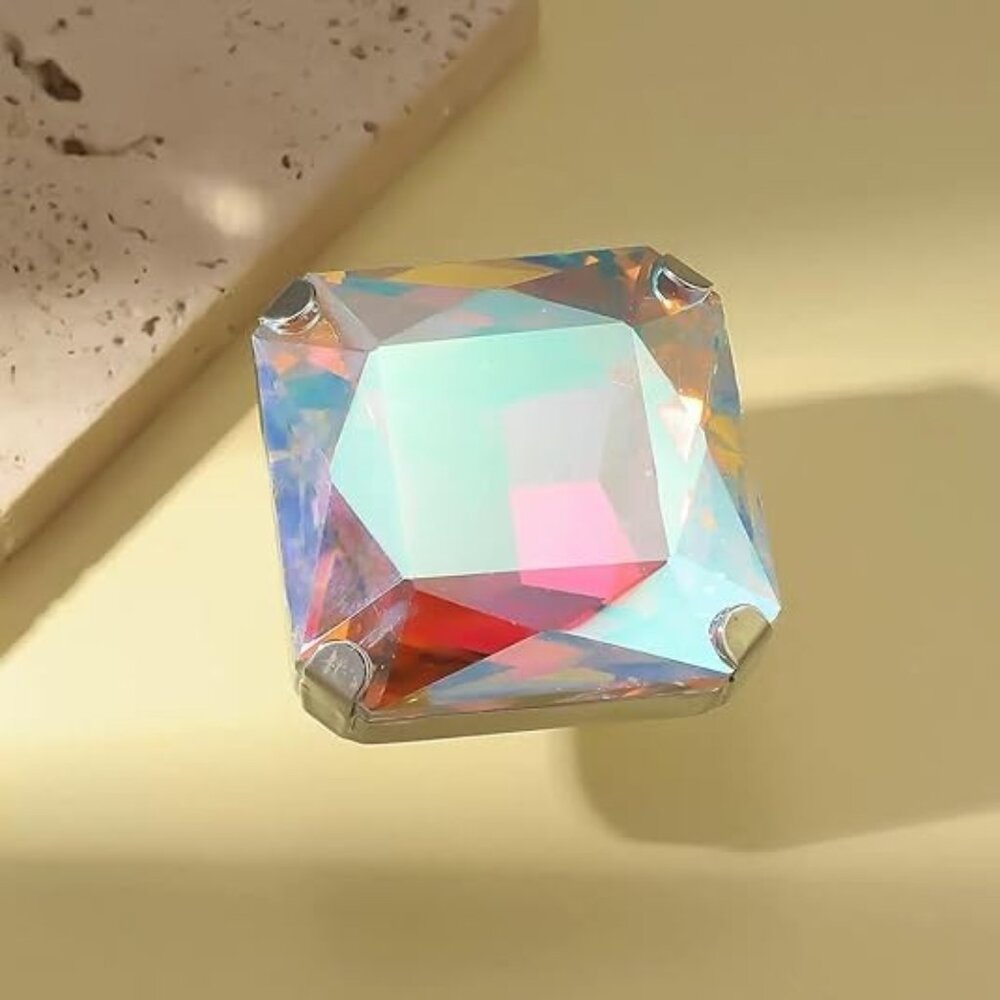 Ab Exaggerated Large Square Rhinestone Statement … - image 4